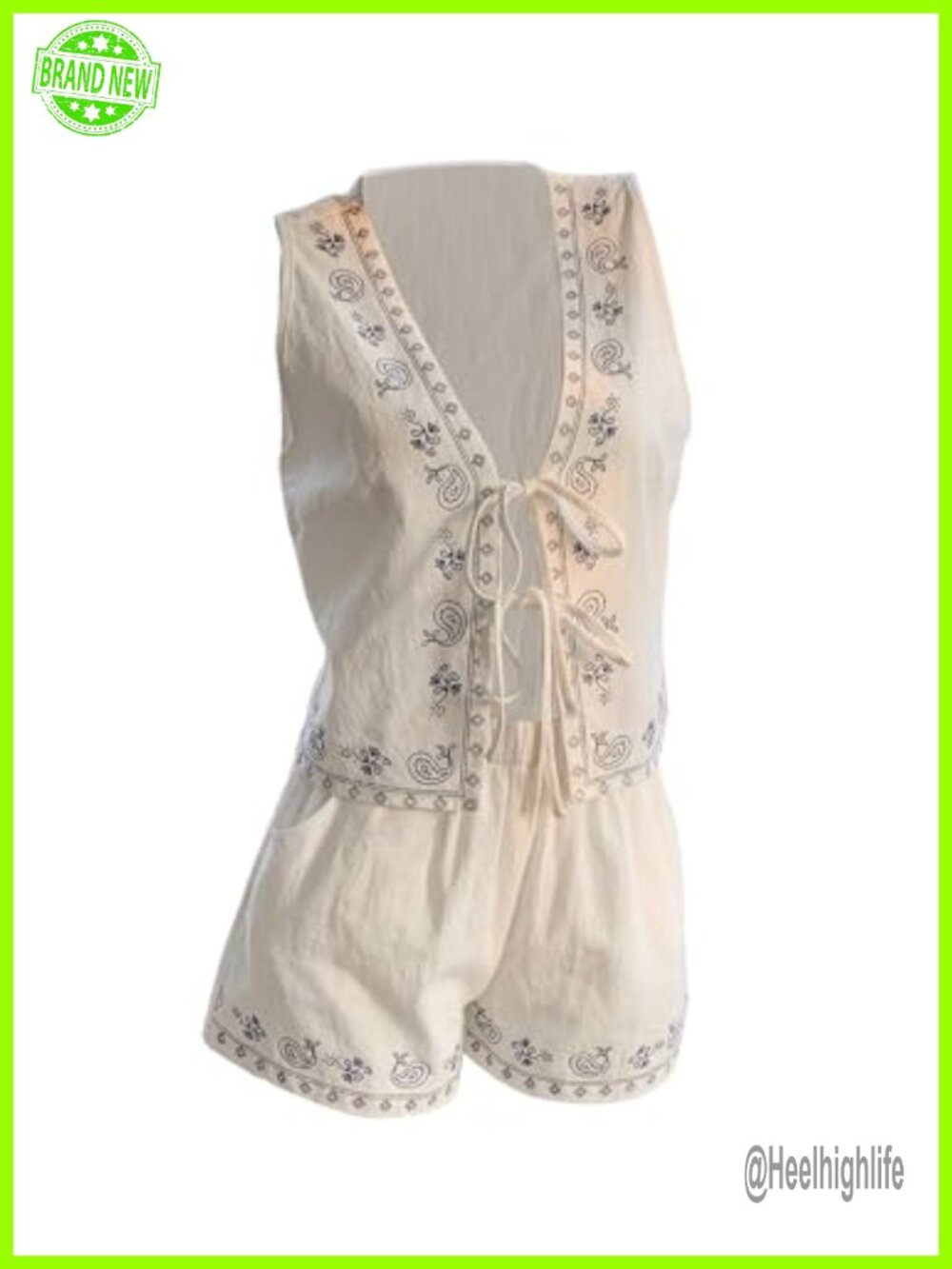 Boho Vest Top Shorts 2 Piece Summer Vacation Outfit Set
